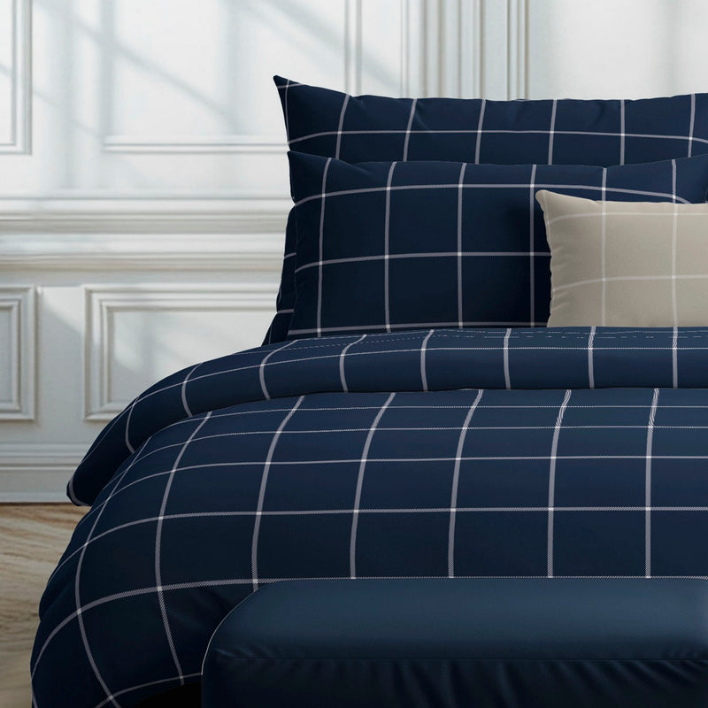 Amélia - Drap Plat - Satin De Coton - Bleu Foncé
