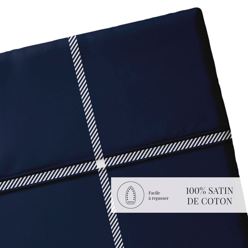 Amélia - Drap Plat - Satin De Coton - Bleu Foncé