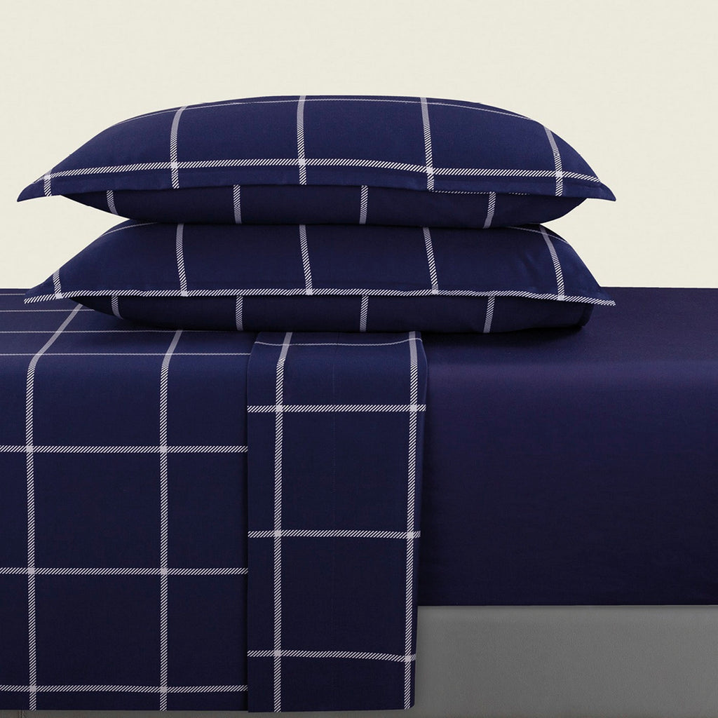 Amélia - Ensemble De Draps - Satin De Coton - Bleu Foncé