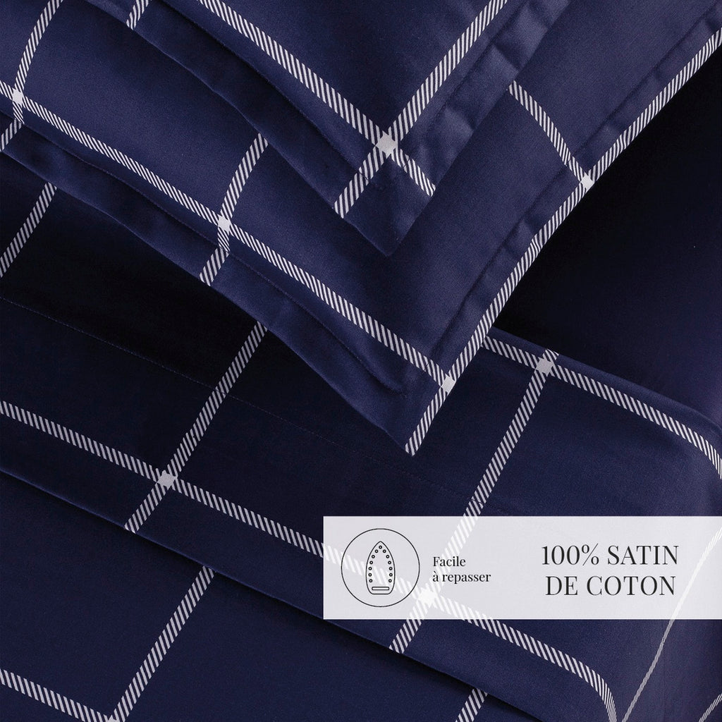 Amélia - Ensemble De Draps - Satin De Coton - Bleu Foncé