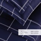 Amélia - Ensemble De Draps - Satin De Coton - Bleu Foncé
