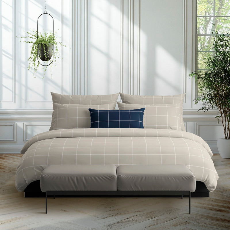 Amélia - Housse De Couette + Taie D'Oreiller - Satin De Coton - Taupe