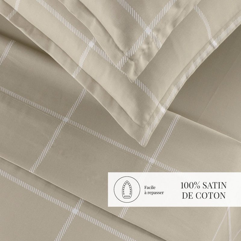 Amélia - Ensemble De Draps - Satin De Coton - Taupe