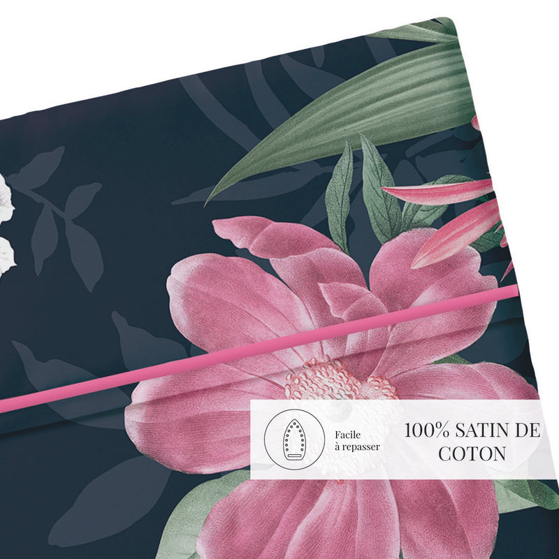 Eclat Nocturne - Drap Plat - Satin De Coton - Bleu Foncé