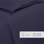 Uni - Drap Plat - Satin De Coton - Bleu 04