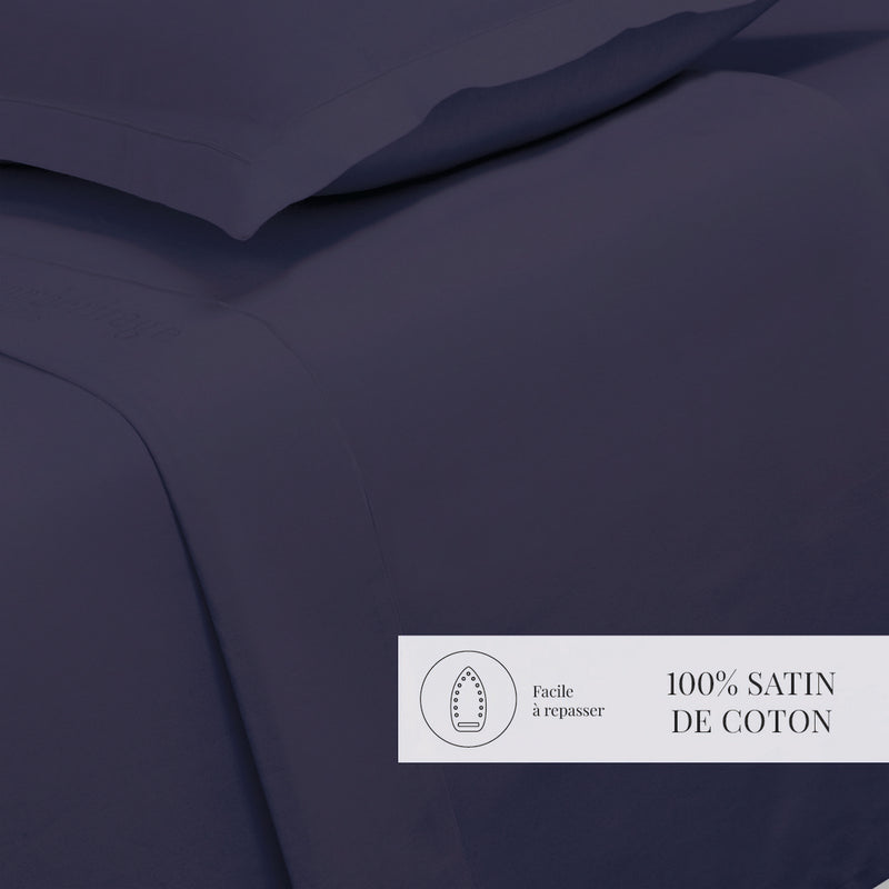 Uni - Drap Plat - Satin De Coton - Bleu 04