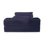 Uni - Ensemble De Draps - Satin De Coton - Bleu 04