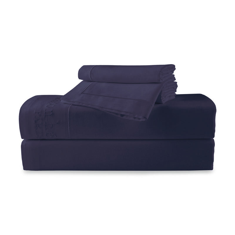 Uni - Ensemble De Draps - Satin De Coton - Bleu 04