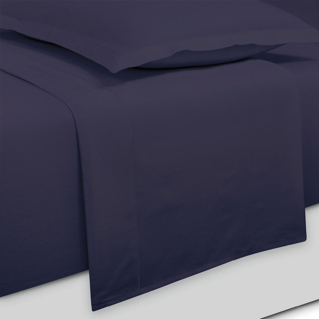 Uni - Ensemble De Draps - Satin De Coton - Bleu 04