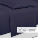 Uni - Ensemble De Draps - Satin De Coton - Bleu 04