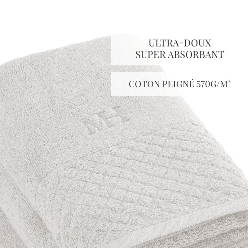 Eden - Serviette + Drap De Bain - Coton Peigné Lt - Blanc