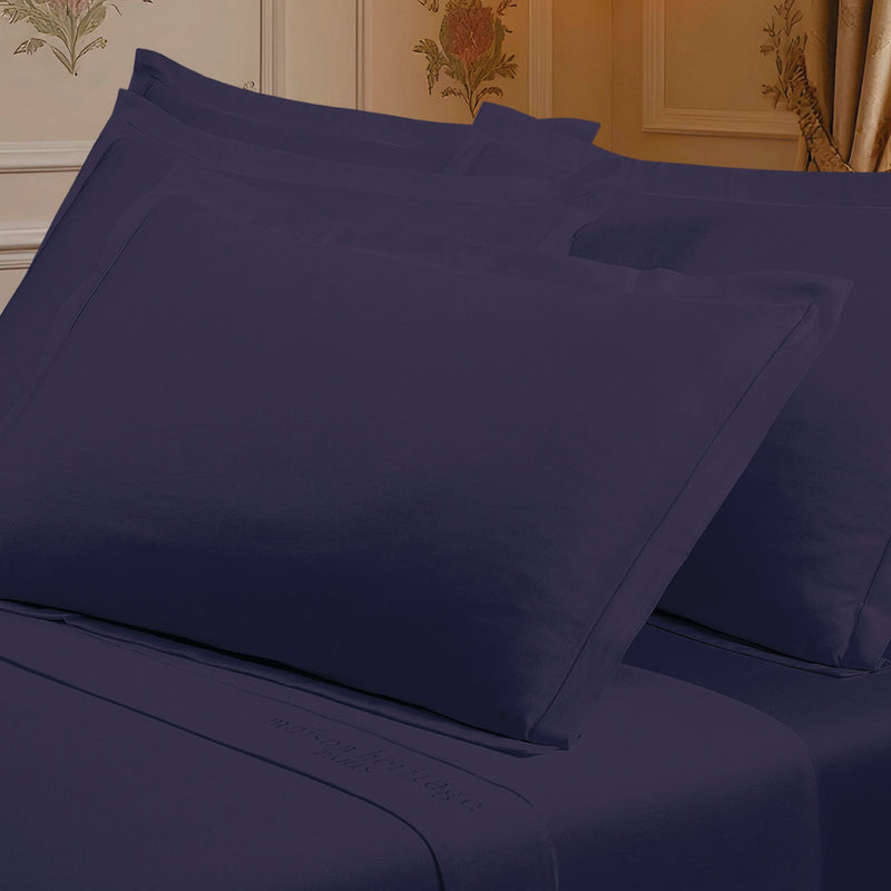 Uni - Taie D'Oreiller - Satin De Coton - Bleu 04