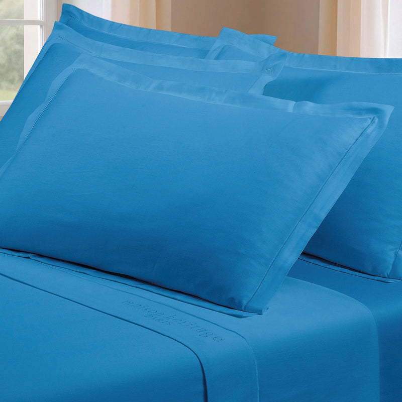 Uni - Taie D'Oreiller - Satin De Coton - Bleu 05