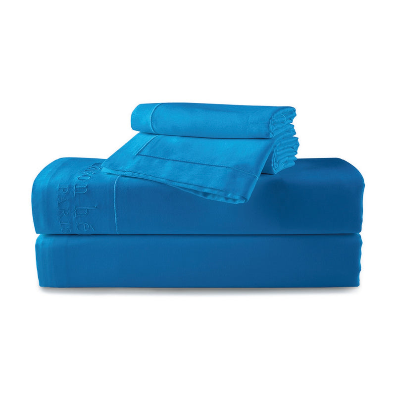 Uni - Ensemble De Draps - Satin De Coton - Bleu 05