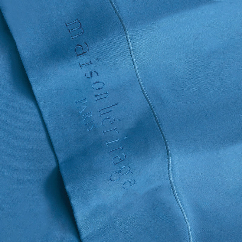 Uni - Ensemble De Draps - Satin De Coton - Bleu 05