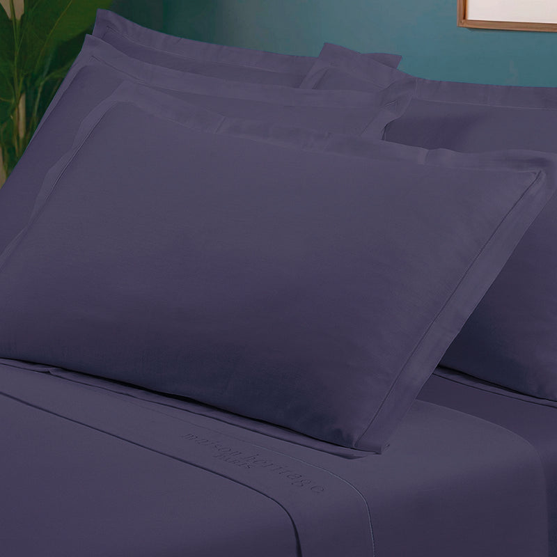 Uni - Taie D'Oreiller - Satin De Coton - Bleu 06