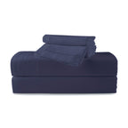 Uni - Ensemble De Draps - Satin De Coton - Bleu 06