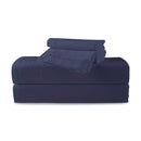 Uni - Ensemble De Draps - Satin De Coton - Bleu 06