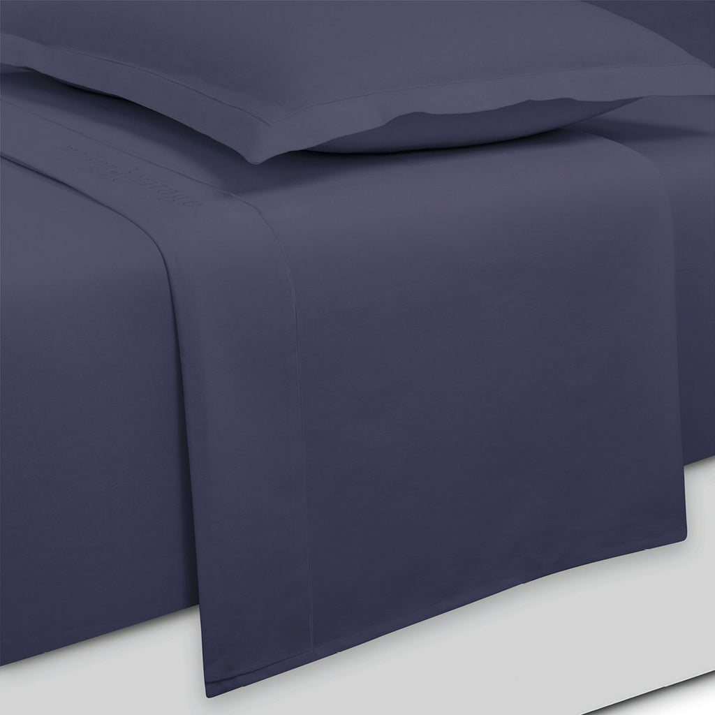 Uni - Ensemble De Draps - Satin De Coton - Bleu 06