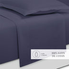 Uni - Ensemble De Draps - Satin De Coton - Bleu 06