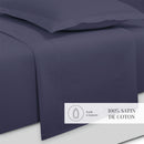 Uni - Ensemble De Draps - Satin De Coton - Bleu 06