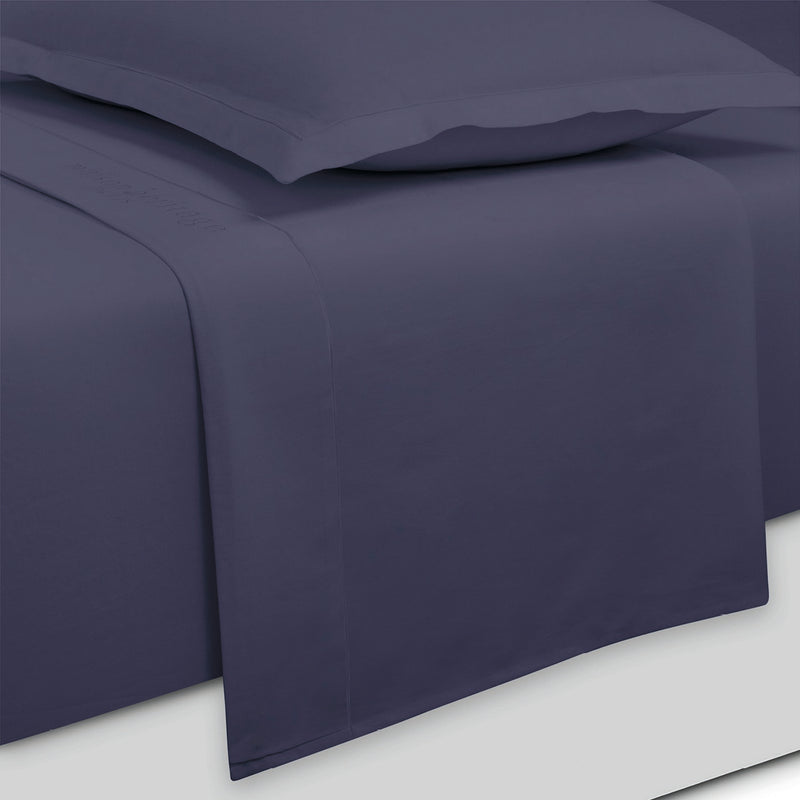Uni - Ensemble De Draps - Satin De Coton - Bleu 06