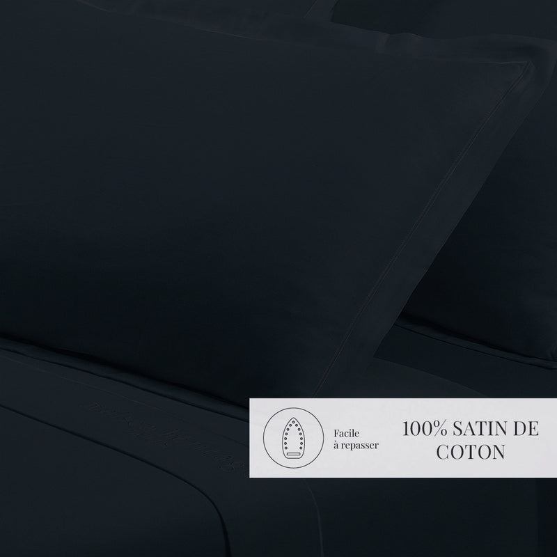 Uni - Taie D'Oreiller - Satin De Coton - Blue 11