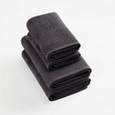 Eden - Serviette + Drap De Bain - Coton Peigné Lt - Gris Foncé