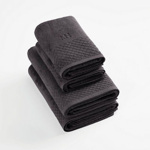Eden - Serviette + Drap De Bain - Coton Peigné Lt - Gris Foncé