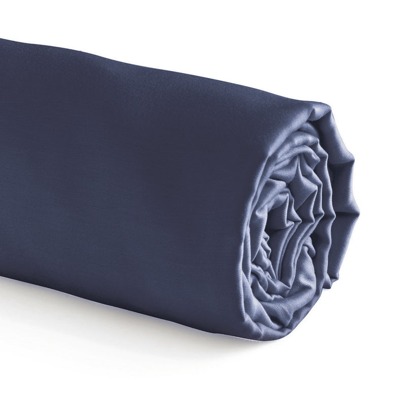 Uni - Drap-Housse - Satin De Coton - Blue 11