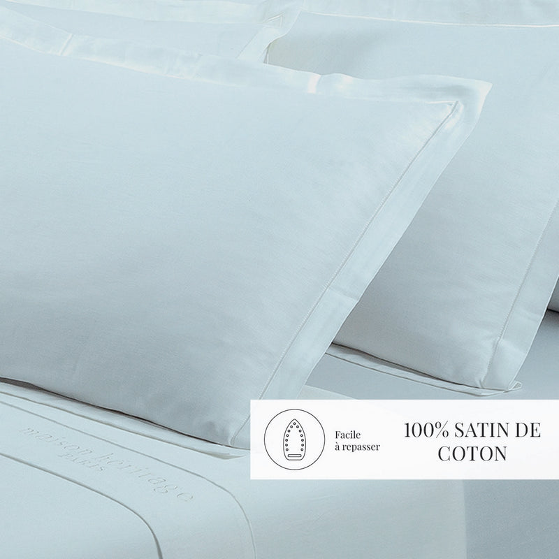 Uni - Taie D'Oreiller - Satin De Coton - Vert 01