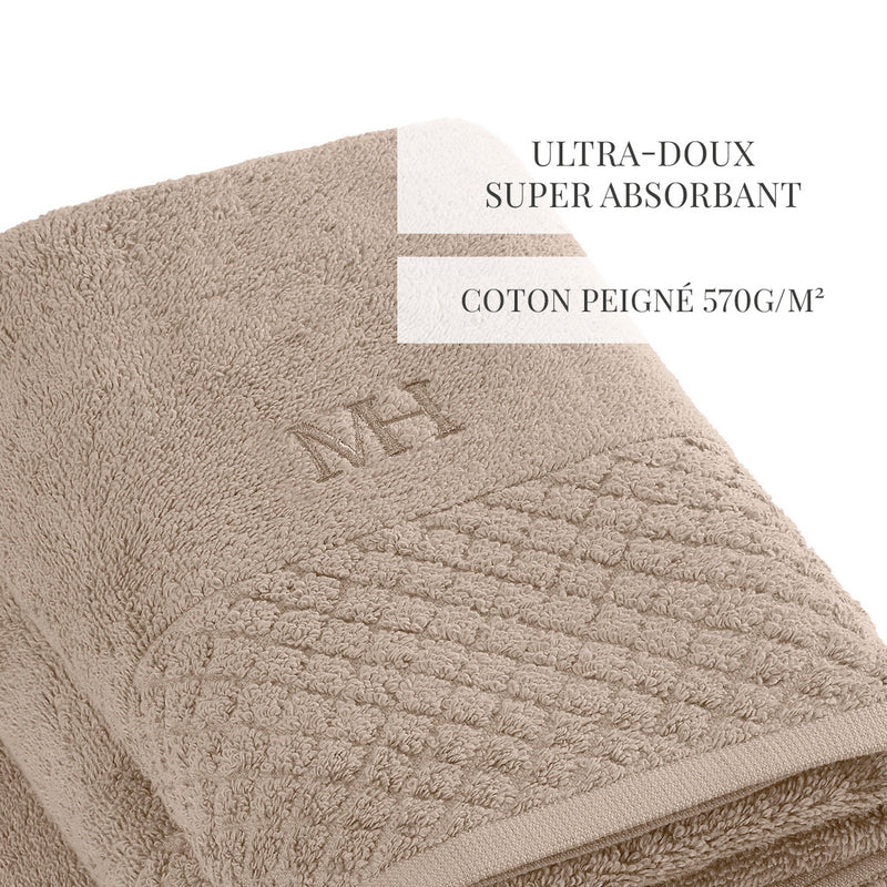 Eden - Serviette + Drap De Bain - Coton Peigné Lt - Taupe