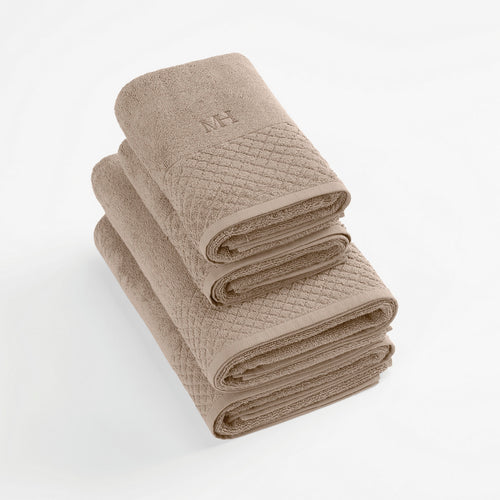 Eden - Serviette + Drap De Bain - Coton Peigné Lt - Taupe