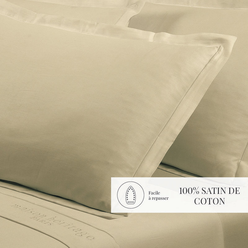 Uni - Taie D'Oreiller - Satin De Coton - Vert 07