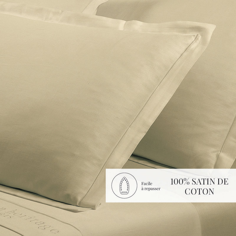 Uni - Taie D'Oreiller - Satin De Coton - Vert 07