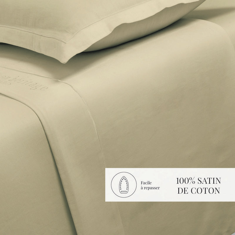 Uni - Drap Plat - Satin De Coton - Vert 07