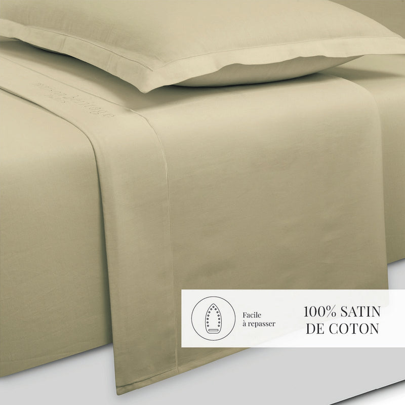 Uni - Ensemble De Draps - Satin De Coton - Vert 07