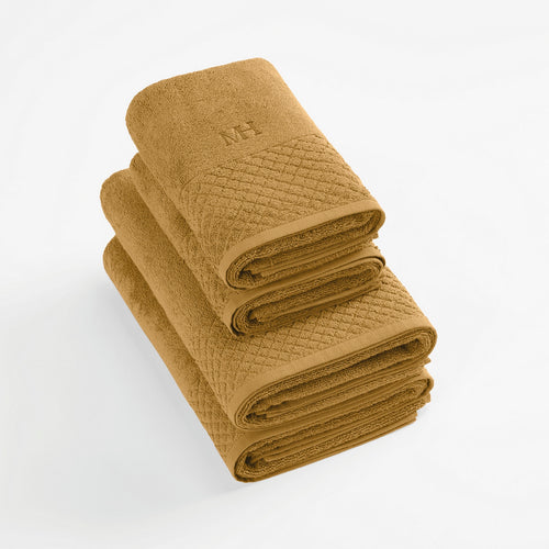 Eden - Serviette + Drap De Bain - Coton Peigné Lt - Jaune Moutarde