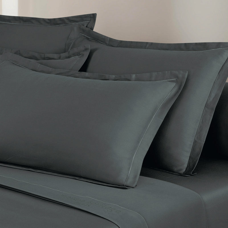Uni - Taie D'Oreiller - Satin De Coton - Gris 02
