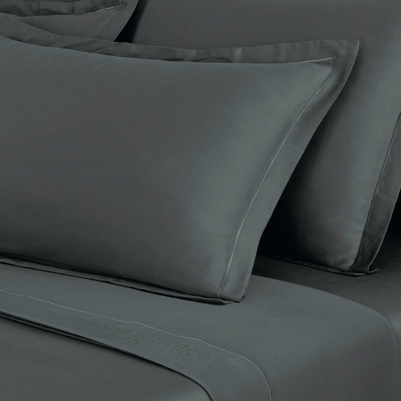 Uni - Taie D'Oreiller - Satin De Coton - Gris 02