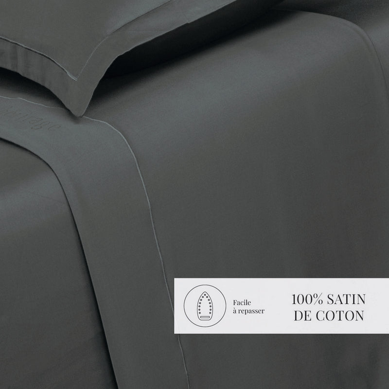 Uni - Drap Plat - Satin De Coton - Gris 02