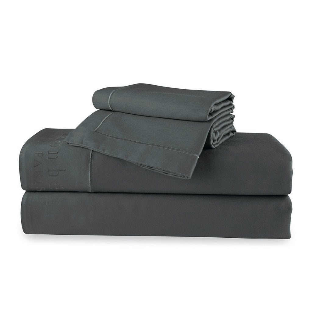 Uni - Ensemble De Draps - Satin De Coton - Gris 02