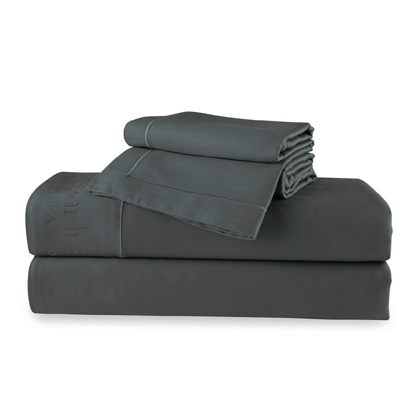 Uni - Ensemble De Draps - Satin De Coton - Gris 02