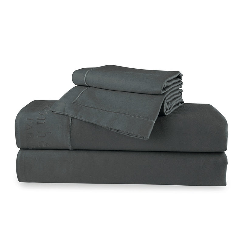Uni - Ensemble De Draps - Satin De Coton - Gris 02