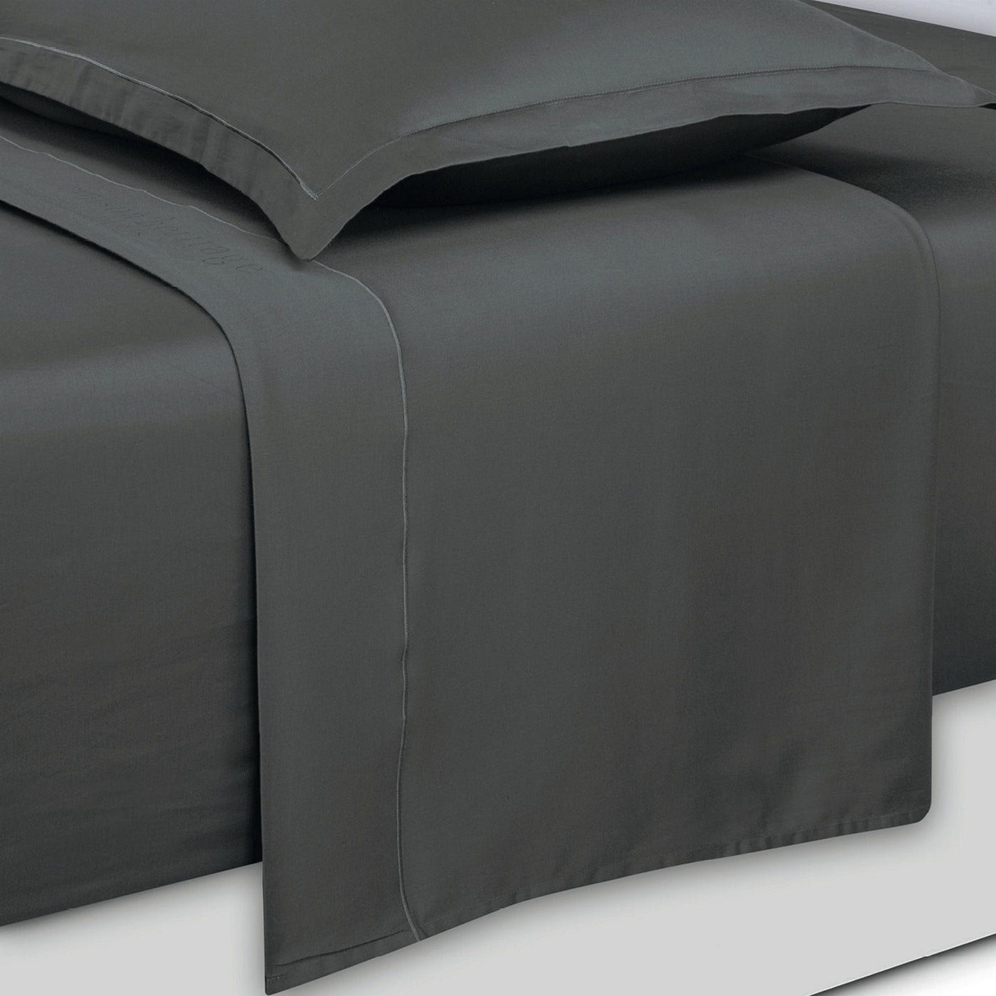Uni - Ensemble De Draps - Satin De Coton - Gris 02