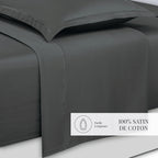 Uni - Ensemble De Draps - Satin De Coton - Gris 02