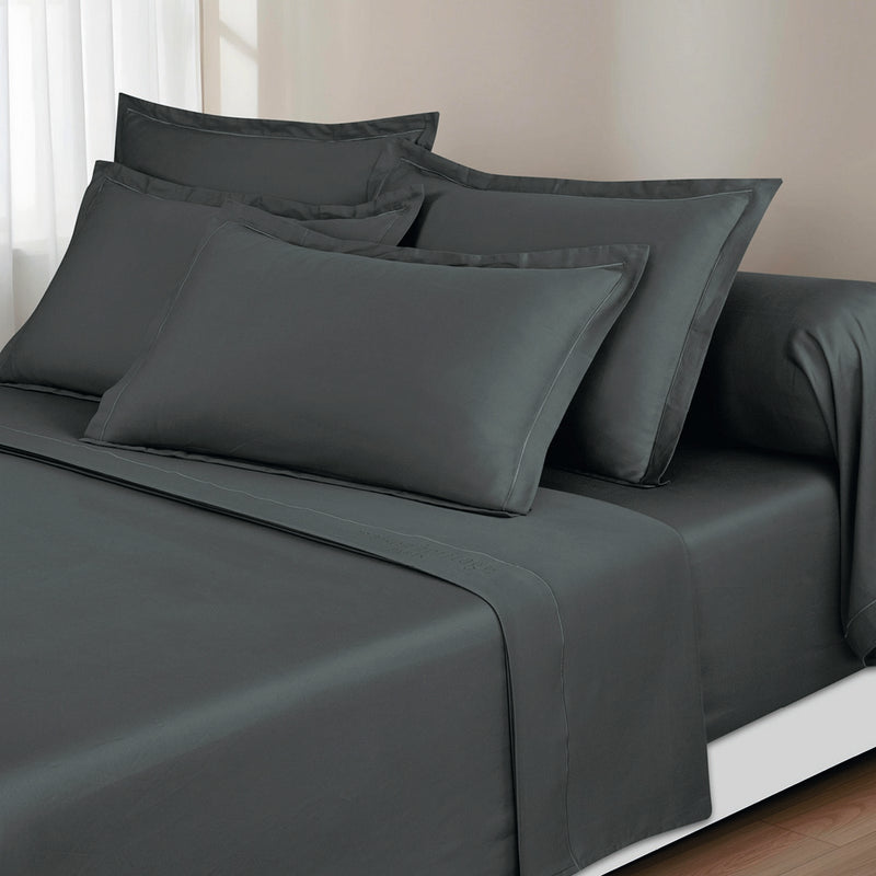 Uni - Ensemble De Draps - Satin De Coton - Gris 02