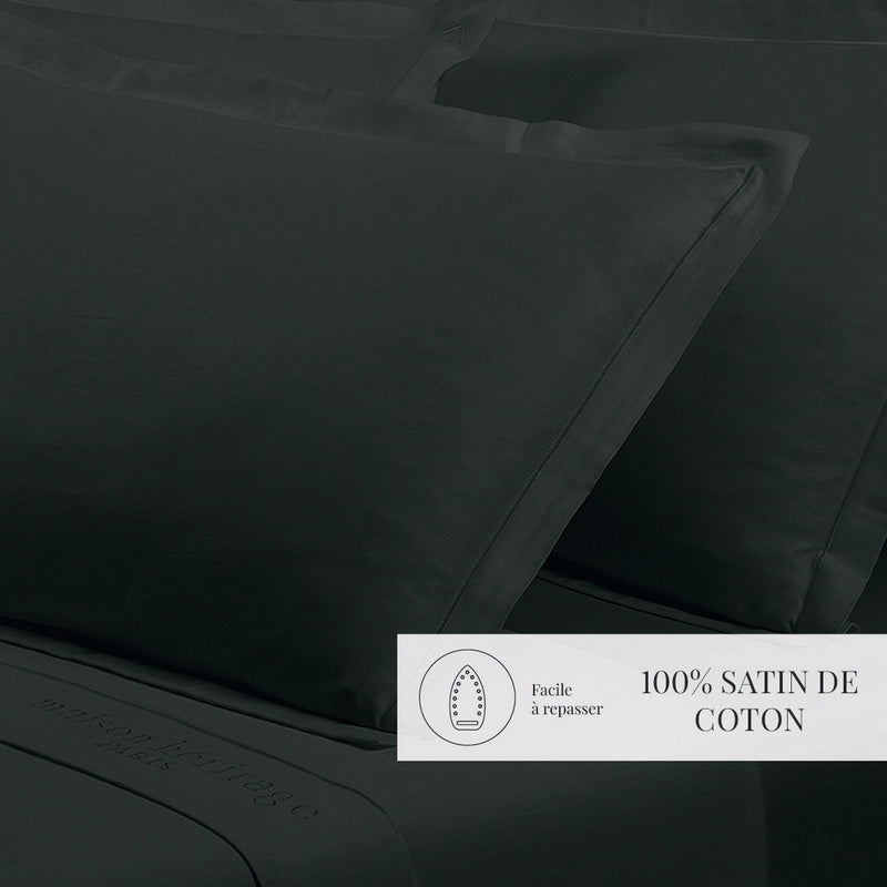 Uni - Taie D'Oreiller - Satin De Coton - Gris 03