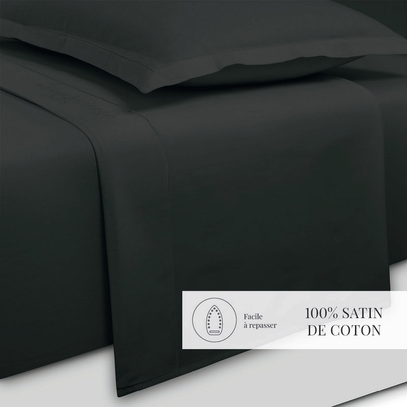 Uni - Ensemble De Draps - Satin De Coton - Gris 03