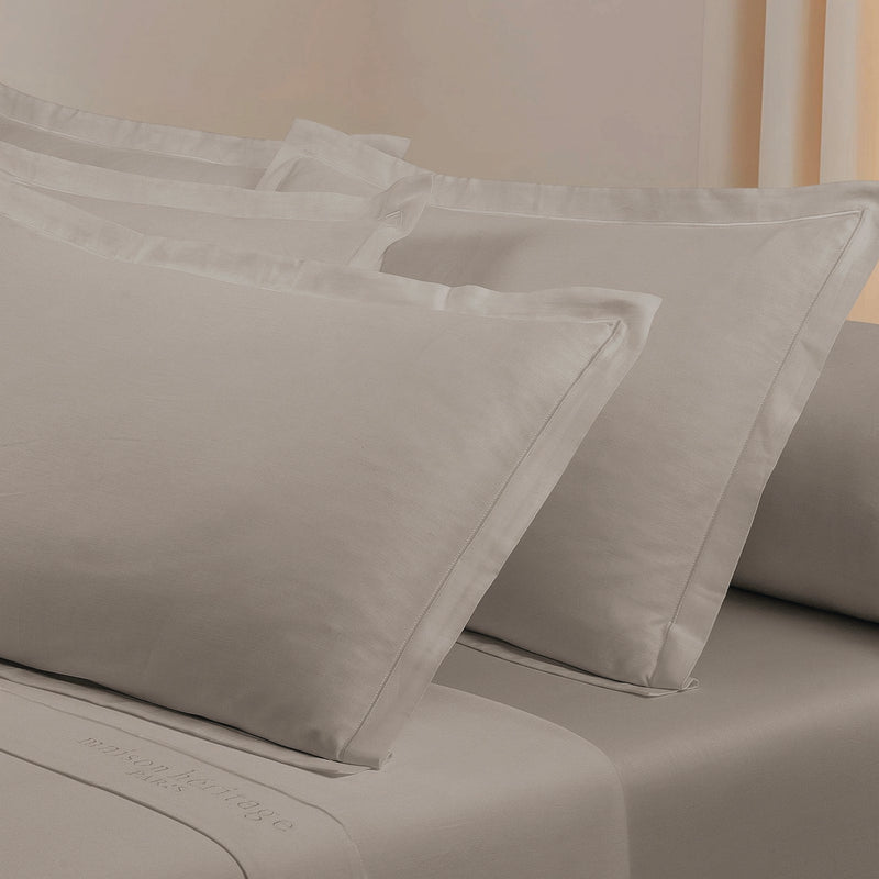 Uni - Taie D'Oreiller - Satin De Coton - Taupe 01